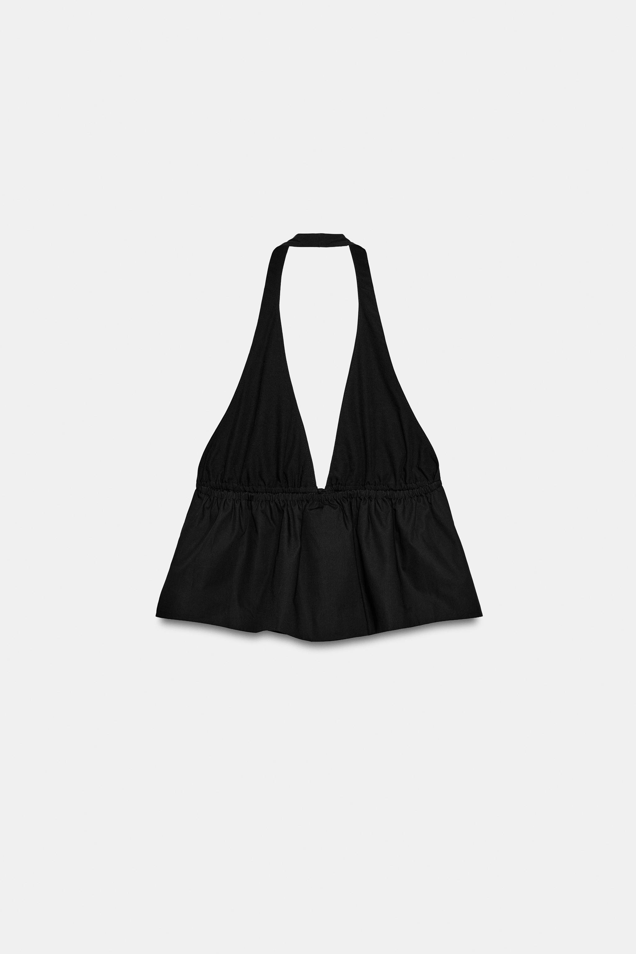 TOP HALTER POPELINE RAYURES